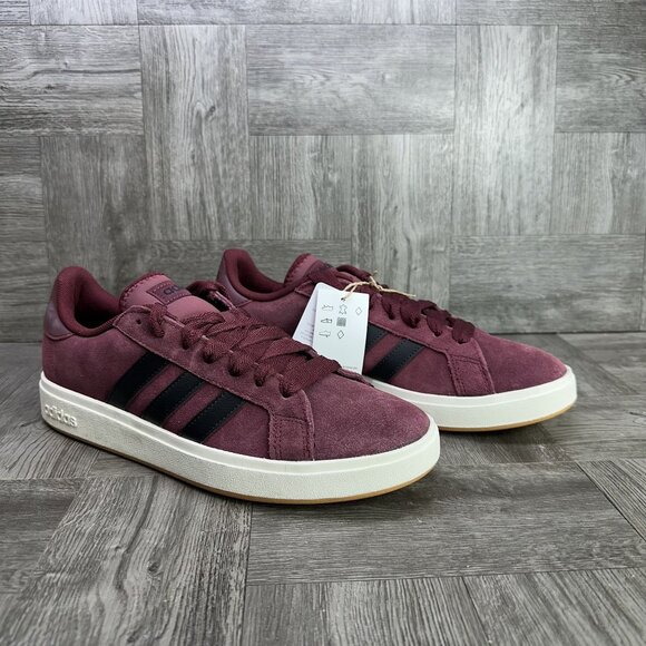 Adidas Grand Court Base 00 Men's size 9.5 Burgundy Suede Causal Shoes JQ6015 - Picture 5 of 8